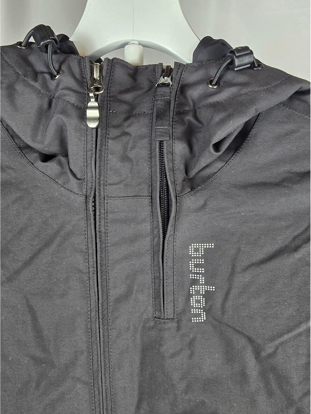 Burton Black Jacket with Adjustable Hood and Zippered Pockets, Women Size L